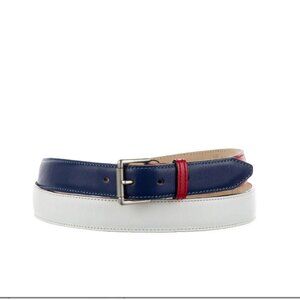 ALAIA Red White Blue Leather Color Block Thin Buckle Belt 70 US 28 Skinny 1.25"
